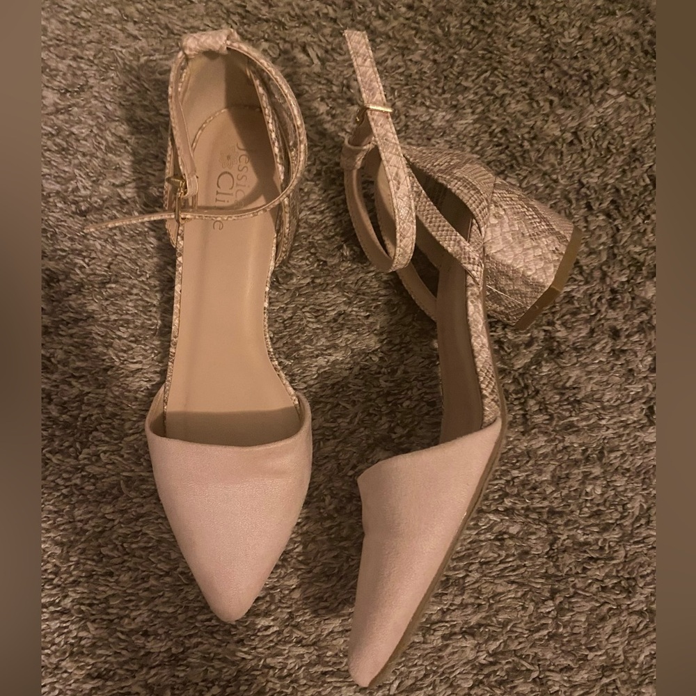 Light pink & snakeskin print heels